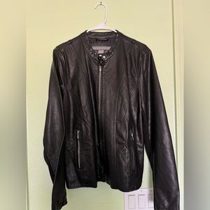 Kenneth Cole Reaction Black Faux Leather Moto Jacket XXL  2x